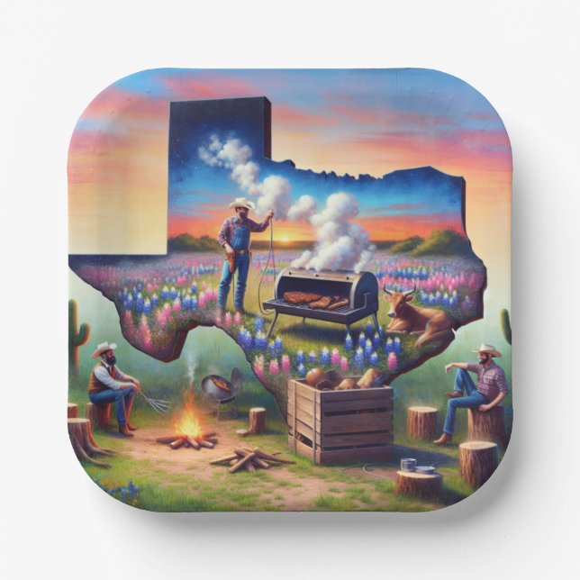 Assiettes En Carton Texas BBQ Party 4 (Recto)