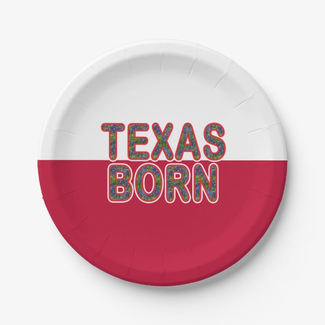 Assiettes En Carton Texas Born Bluebonnet (Devant)