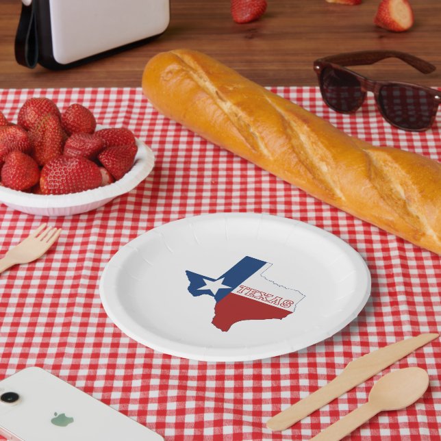 Assiettes En Carton Texas Formé étoile solitaire État drapeau Texan Pa (Pique-nique)