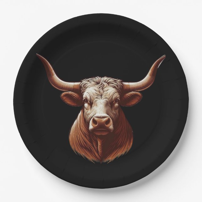 Assiettes En Carton Texas Longhorn (Devant)