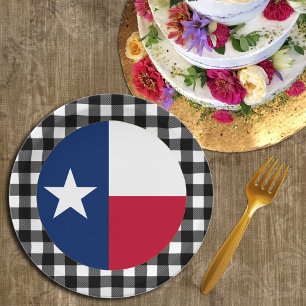 Assiettes En Carton Texas Plate, drap de buffle USA & Texas Flag