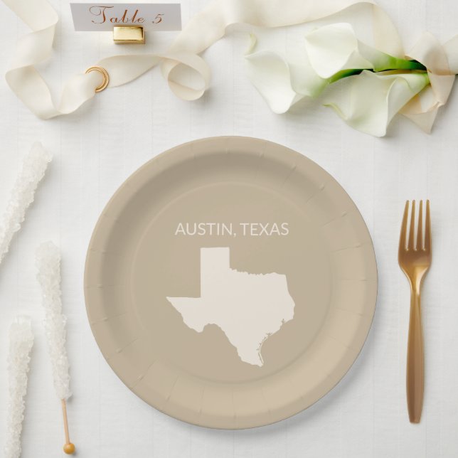 Assiettes En Carton Texas State Map Home Decor  (Mariage)