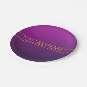 Assiettes En Carton Texte doré moderne et élégant sur ombre violet