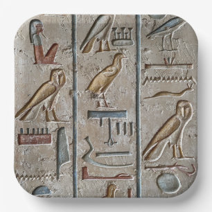 Assiettes En Carton Texte gravé en langue Égypte antique Hiéroglyphe