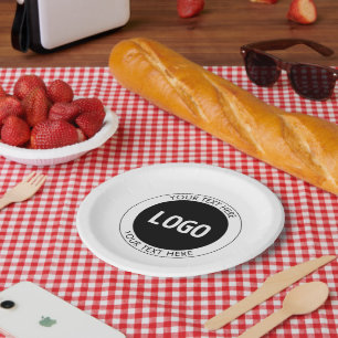 Assiettes En Carton Texte personnalisable simple et logo ou image