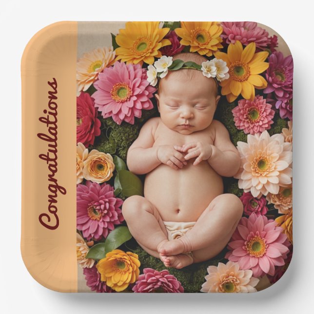 Assiettes En Carton texte photo personnalisée félicitations Plaque de  (Recto)