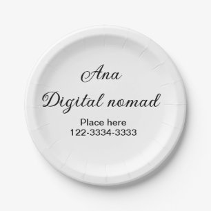 Assiettes En Carton Texte simple minimal ajoutez votre nom lieu ville