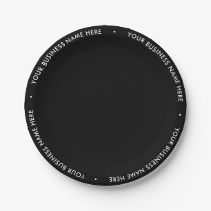 Assiettes En Carton Texte simple minimaliste noir blanc frontière