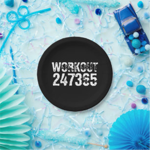 Assiettes En Carton Texte usé et rayé Workout 247365 blanc