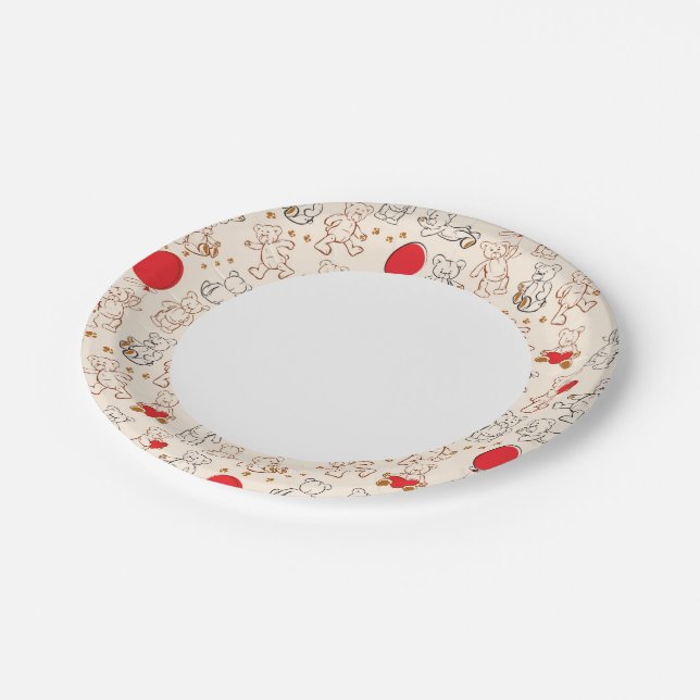 Assiettes En Carton Texture avec Nounours (Angle)