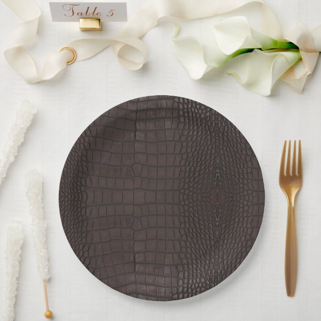 Assiettes En Carton Texture de l'alligator Brown (Mariage)