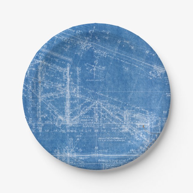 Assiettes En Carton texture du plan architecture motif construction bl (Devant)