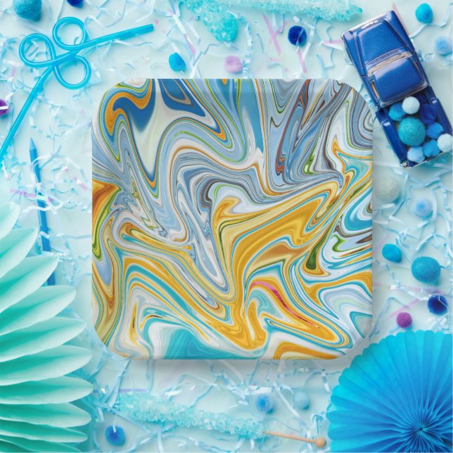 Assiettes En Carton Texture liquéfiée (Fête)