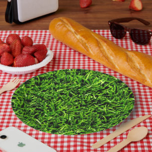 Assiettes En Carton Texture réaliste de l'herbe photo Funny vert brill