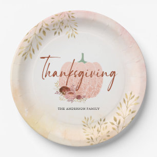 Assiettes En Carton Thanksgiving Autuman Rose Citrouille Parties scint