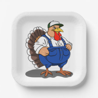 Assiettes En Carton Thanksgiving, Cartoon Farmer Turquie,