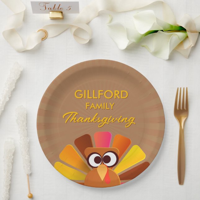 Assiettes En Carton Thanksgiving familial personnalisé (Mariage)