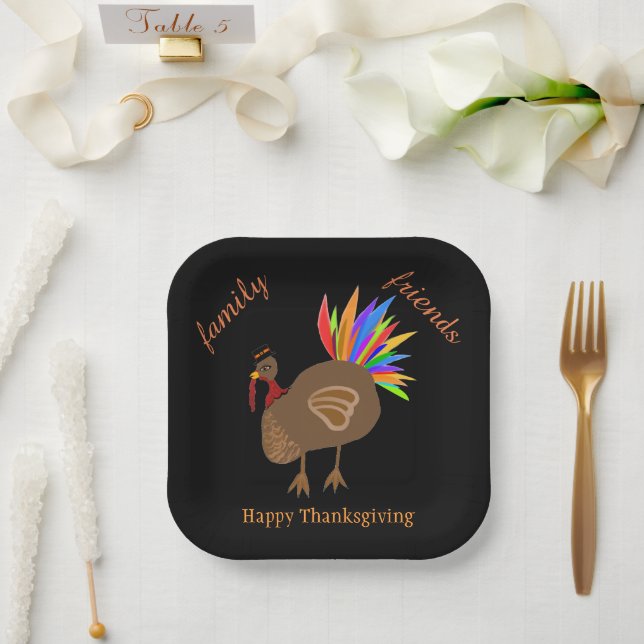 Assiettes En Carton Thanksgiving Famille Amis Homme Turquie (Mariage)