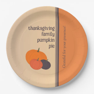 Assiettes En Carton Thanksgiving Family Citrouille Pie