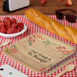Assiettes En Carton Thanksgiving Mangez Boire & Soyez Joyeux Bois Brow