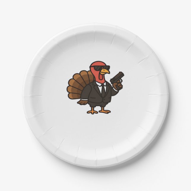 Assiettes En Carton Thanksgiving Secret Agent Turkey Classic T-Shirt (Devant)