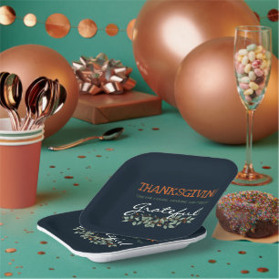 Assiettes En Carton Thanksgiving Sentez Grateful Modern Eucalyptus