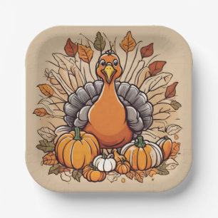 Assiettes En Carton Thanksgiving Turkey Desert Plate