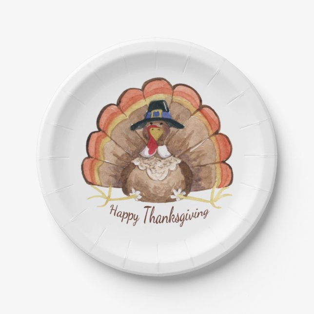 Assiettes En Carton Thanksgiving Turquie (Devant)