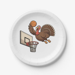 Assiettes En Carton Thanksgiving Turquie Dunking Basketball Funny