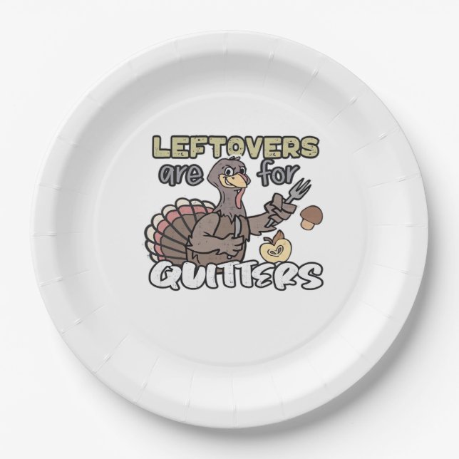 Assiettes En Carton Thanksgiving Turquie Leftovers Sont Pour Quitters (Devant)