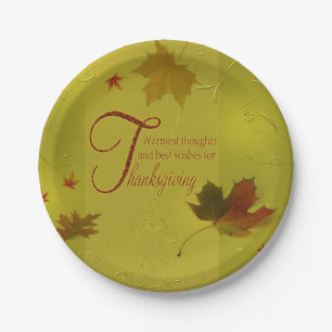 Assiettes En Carton Thanksgiving veut typographie Feuilles