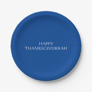 Assiettes En Carton Thanksgivukkah bleu blanc Thanksgiving Hanoukka