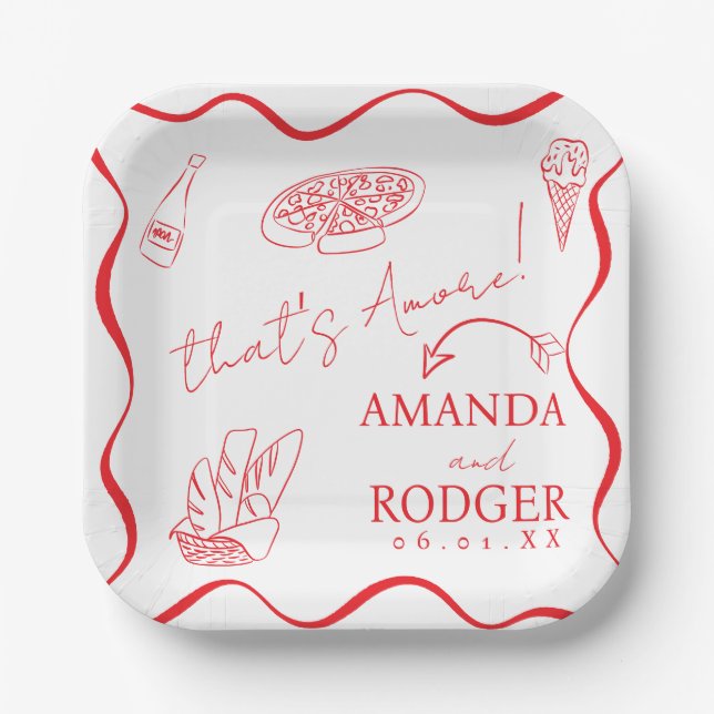 Assiettes En Carton That’s Amore Italian Doodles Wedding (Recto)
