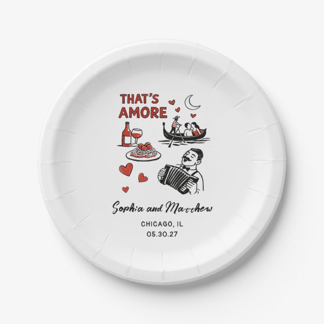Assiettes En Carton That's Amore Italian Funky Wedding Bridal Shower  (Devant)