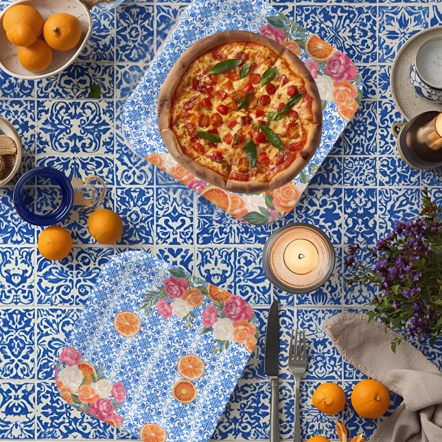 Assiettes En Carton Thats amore mediterranean blue tiles bridal shower (Créateur téléchargé)