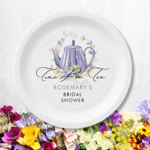 Assiettes En Carton Thé à gogo Théière violette Shower de mariage