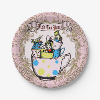 Assiettes En Carton Thé à la fête du Chapelier Fou Alice au Pays des M