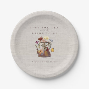 Assiettes En Carton Thé à l'eau de rose Fête de mariage aux fleurs sau