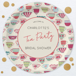 Assiettes En Carton Thé dansant rétro pour la mariée