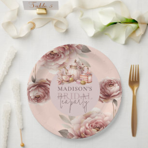 Assiettes En Carton Thé de mariage à l'aquarelle personnalisé