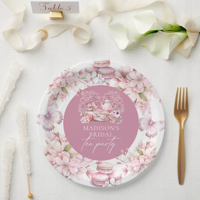 Assiettes En Carton Thé de mariage élégant personnalisé à la fleur de  (Mariage)