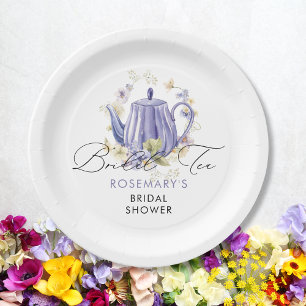 Assiettes En Carton Thé de mariage Théière violette Enterrement de vie