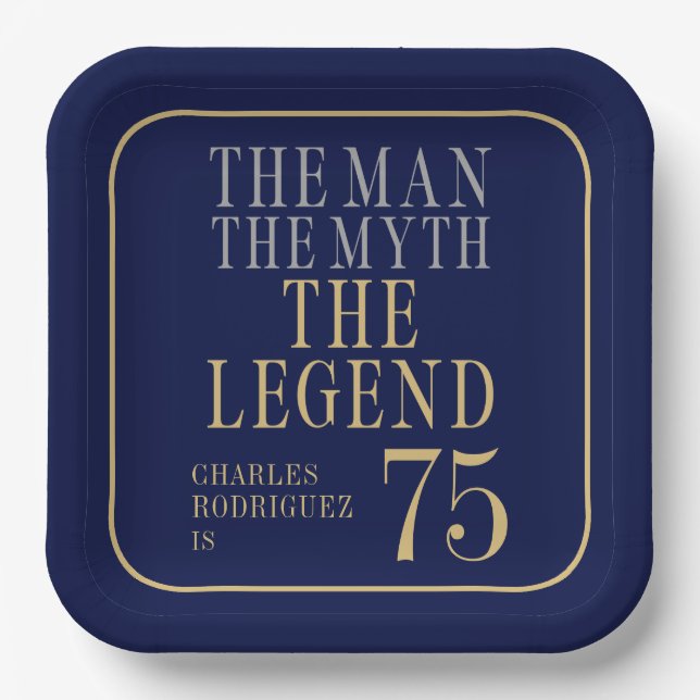 Assiettes En Carton The Man The Myth The Legend 75th Birthday (Recto)