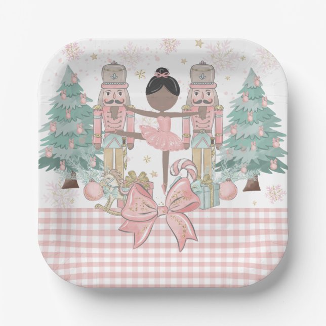 Assiettes En Carton The Nutcracker Ballet Pastel Blush Pink Christmas (Recto)