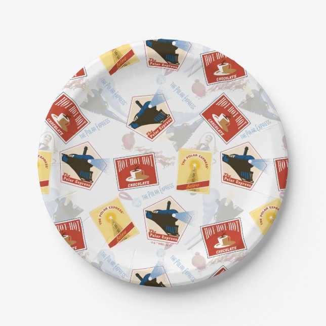Assiettes En Carton The Polar Express | Retro Sticker Pattern (Devant)