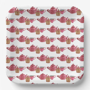 Assiettes En Carton Thé Pour Deux Plaques De Papier Motif Tea Cup