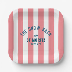 Assiettes En Carton The Snow Bach Pink Cabana Rayure Enterrement de Vi