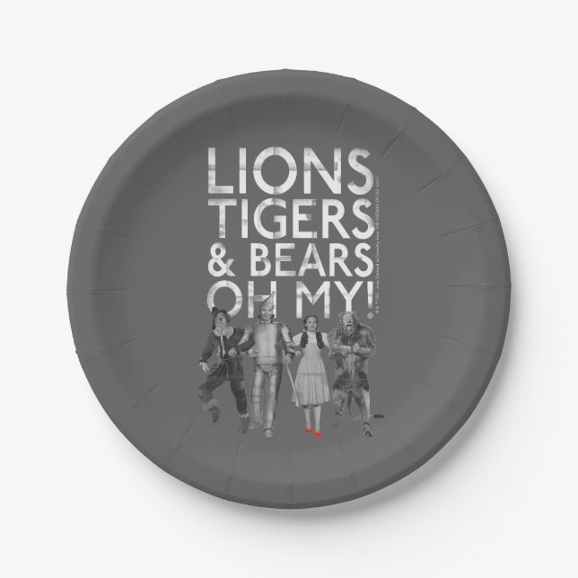 Assiettes En Carton The Wizard Of Oz™ | Lions Tigers & Bears Oh My! (Devant)