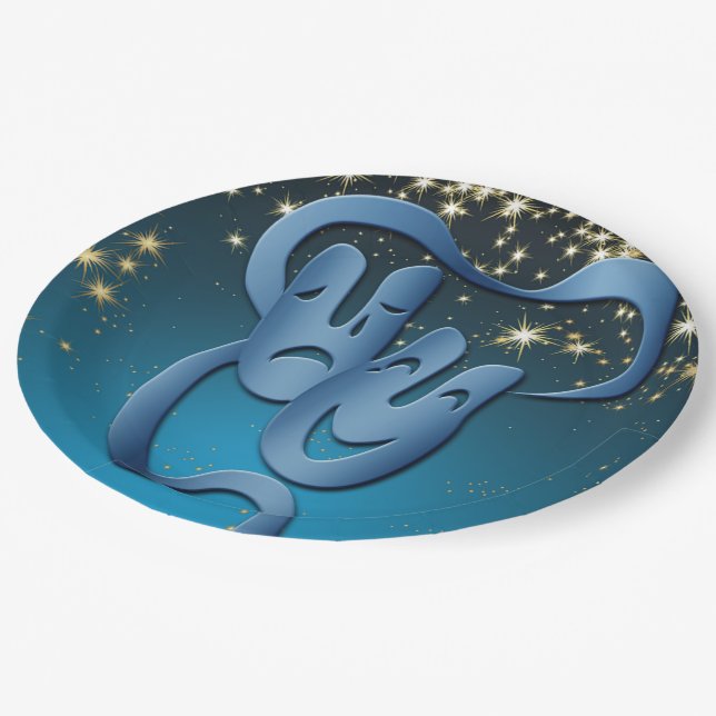 Assiettes En Carton Théâtre Masque Comédie Tragédie Stars Plaques de f (Angle)