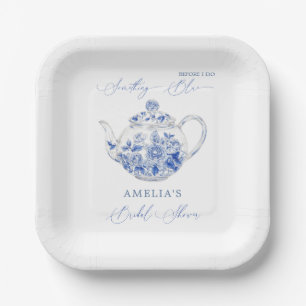 Assiettes En Carton Théière Toile de Mariage Quelque Chose de Bleu